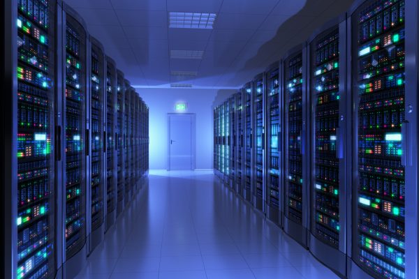 Modern interior of server room in datacenter